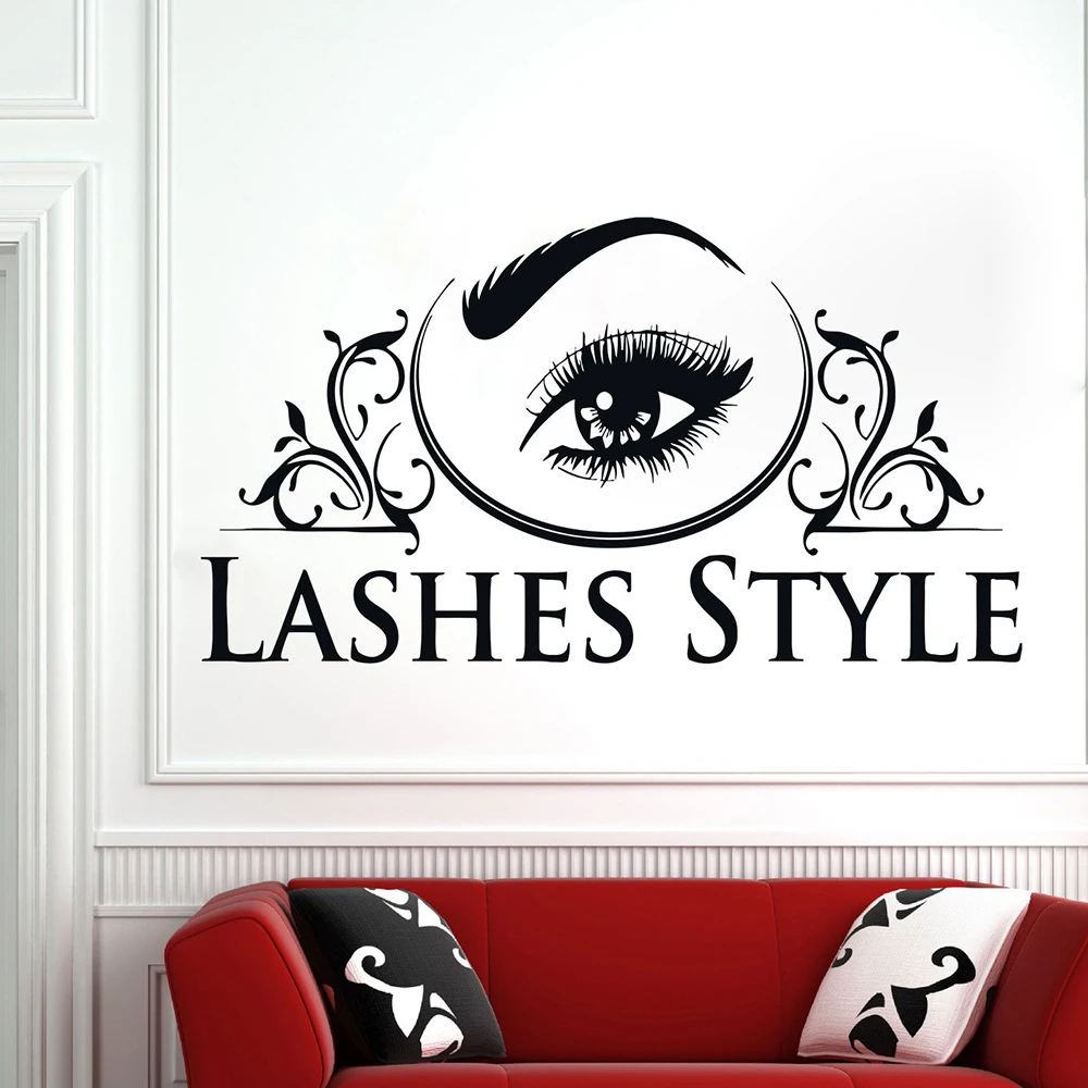 Eye Eyelash Wall Decal Vinyl Beauty Salon Window Decor Woman Face Lashes Style Stickers for Poster Z826 | Дом и сад