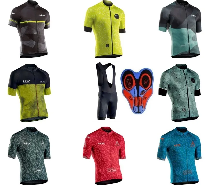 

NW 2019 NORTHWAVE Summer Men Cycling Jersey Short Sleeve bib shorts Bicycle Clothes Gel Clothing shirt cycling Maillot Ciclismo