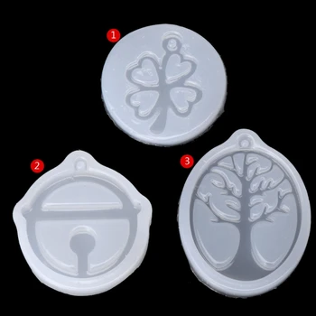 

UV Resin Jewelry Liquid Silicone Mold Clover Bell Tree Frame DIY Jewelry Pendant Making Tool 3 Styles