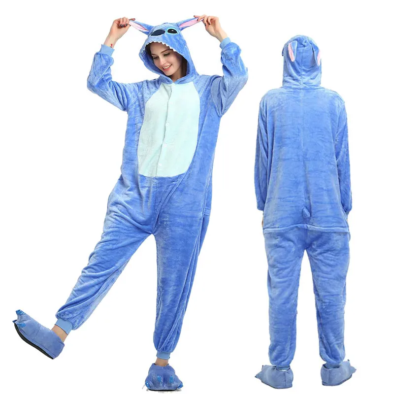 Blue stich christmas deer Pajama Sets Cartoon animal Sleepwear Women Pajama