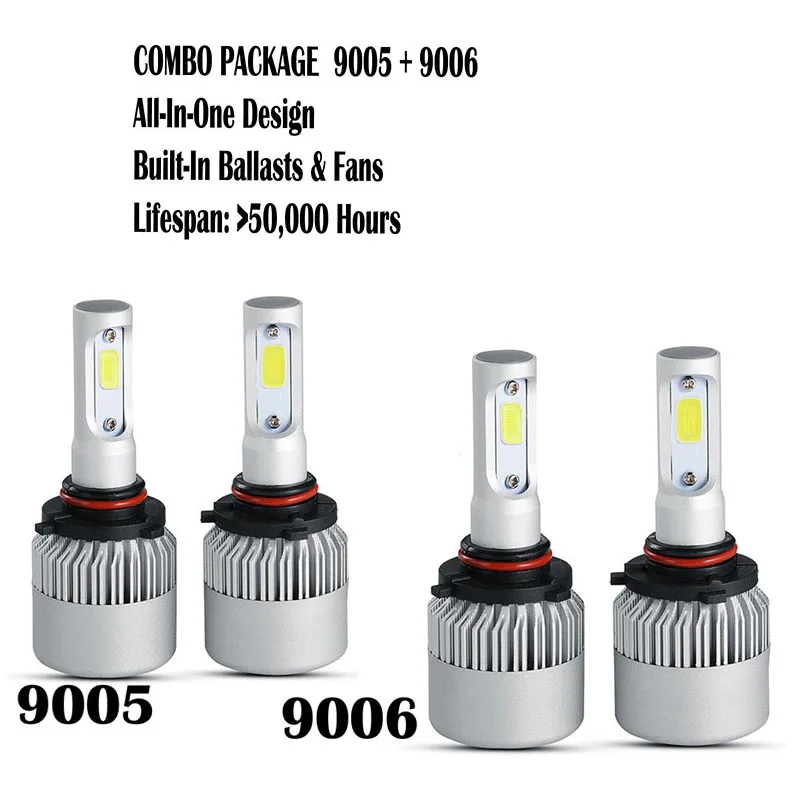 9006 9005 белые комбинированные фары дальнего и ближнего света 2 светодиодный Chips1960W 6000K 360 ° Pro