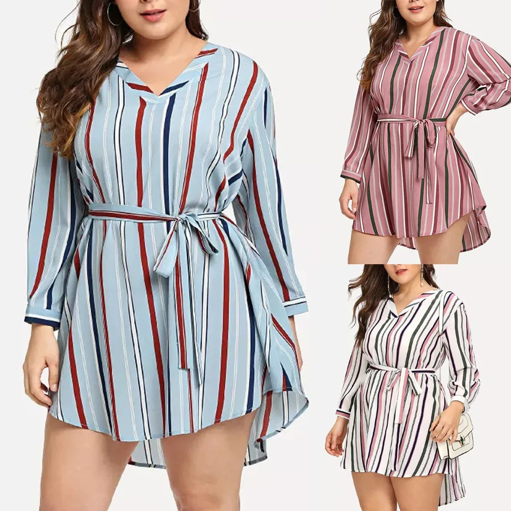 

Dress 2019Top Plus Size Womens Stripe Long Boho Dress Lady Beach Sundrss Dress Long Sleeve Dress