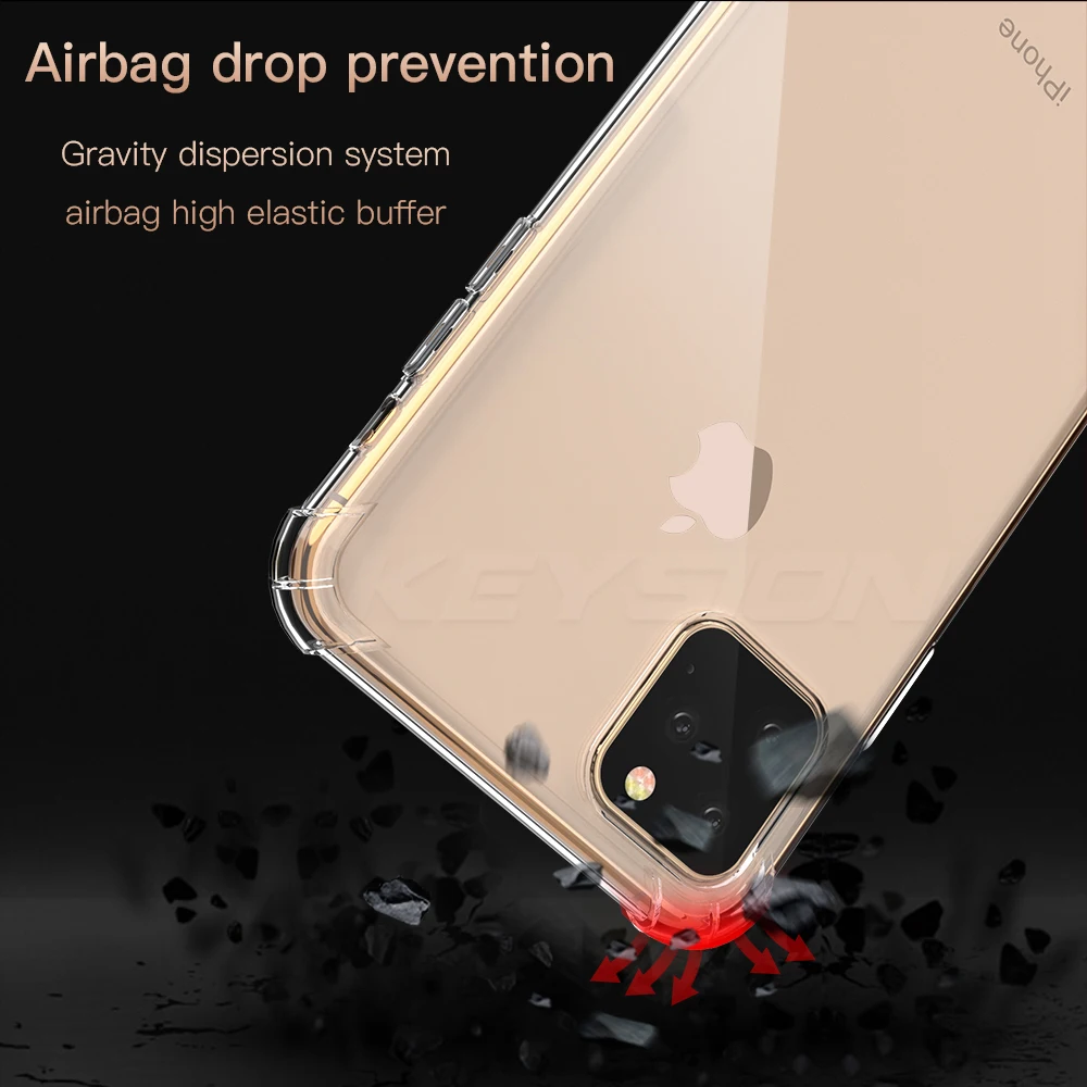 Противоударный чехол KEYSION для телефона iPhone 11 Pro Max Прозрачная мягкая силиконовая
