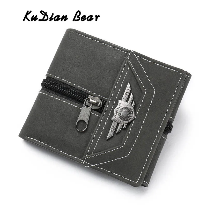 

KUDIAN BEAR Canvas Men Wallets With Coin Pocket Trifold Fashion Credit ID Card Holder Solid Carteira Masculina BID175 PM49