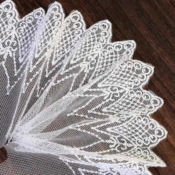 

15 Yards/Pek Putih Mesh Sulaman Lace Trim 11 Cm Lace Fabrik untuk Pakaian Perkahwinan Musim Panas Skirt Tekstil Rumah hiasan