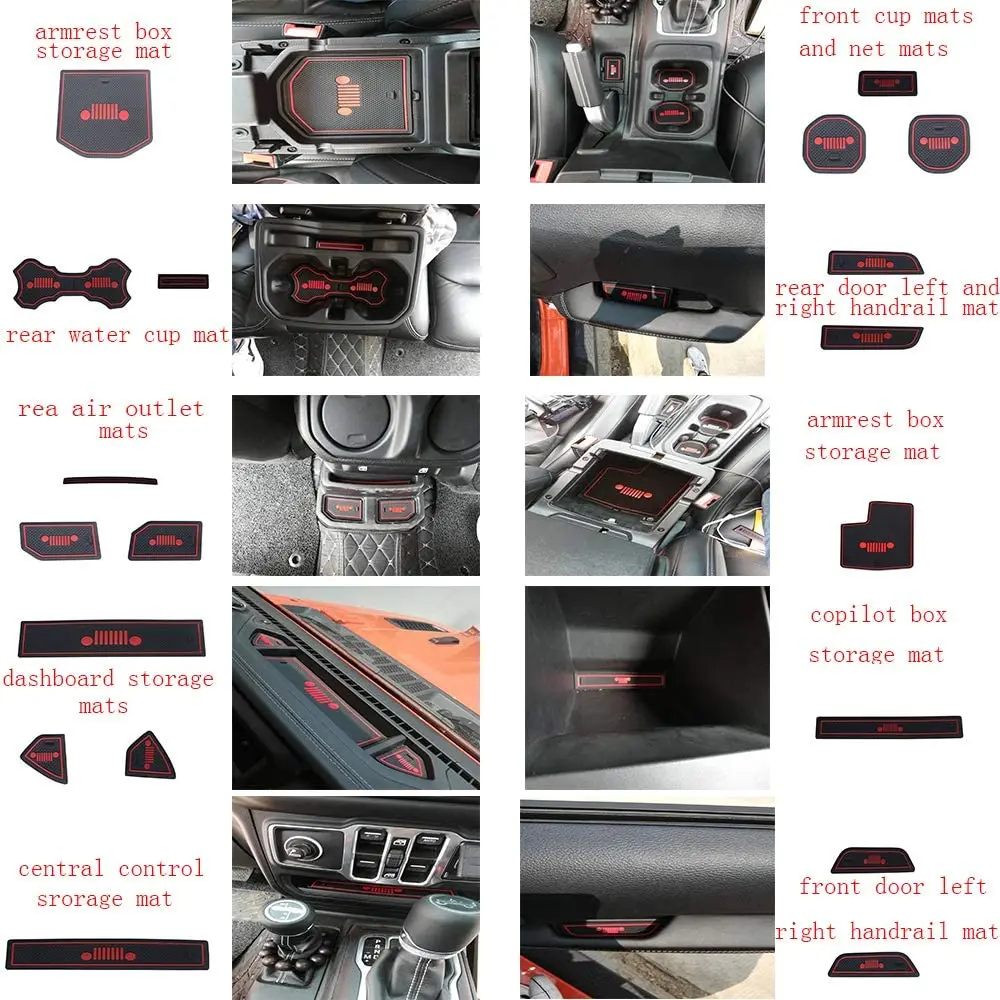 Cup Mat Door Gate Slot Cushion Non-Slip Latex Mats Automobile Interior Decoration for-Jeep Wrangler JLU 4 doors