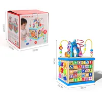Wooden Bead Maze Activity Play Cube Activity Center Learn Puzzle Toy Colorful Wooden Bead Maze Roller Coaster Activity Cube Toys 2