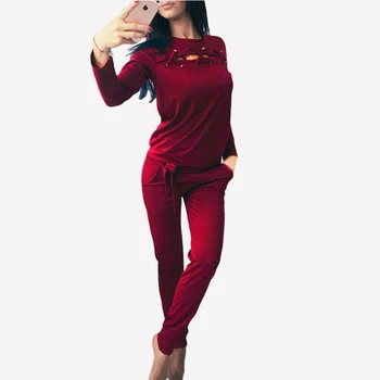 

Spring Bandage Tracksuit Women Two Piece Set Long Sleeve Top and Pants Jogging Suit Female Fitness Workout Lounge Wear Outfits