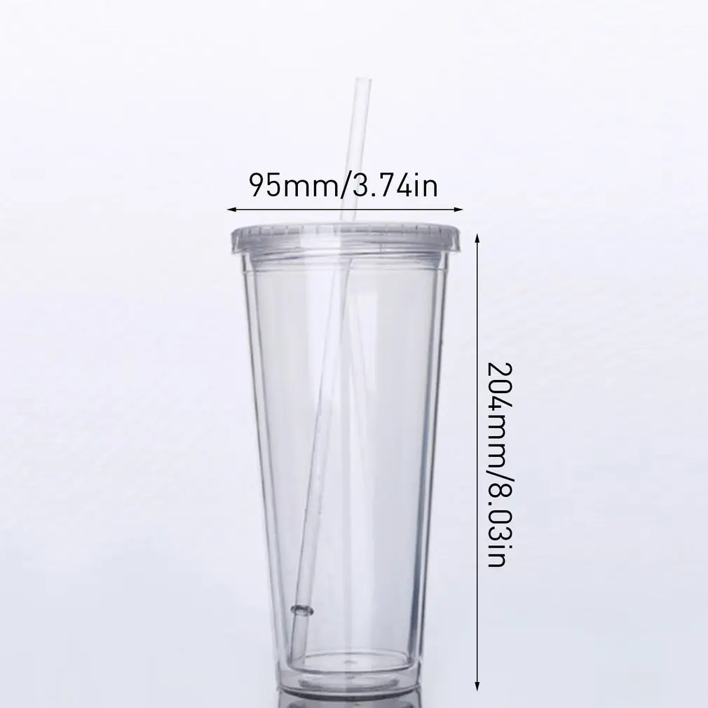 650ML Travel Portable Cup with Straw Sport Plastic Fruit Juice Water Bottle