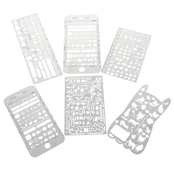 

1pc cat phone pattern metal template ruler multifunctional bookmark ruler hollow ruler drawing tool kawaii