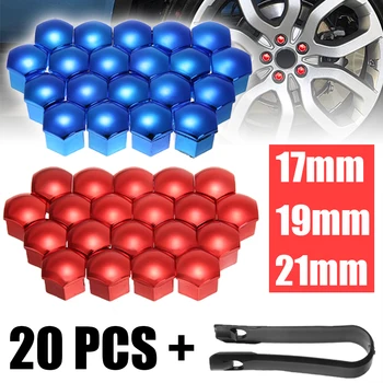 

New Arrival 20pcs/set 17/19/21mm Universal Wheel Nut Bolt Cover Cap + Removal Tool 2 Colors