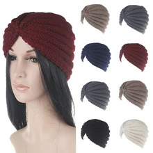 Female Knitted Hat Cap Hat India Hat beanie Ladies Hair Accessories winter cap Crochet Turban Female Head Wraps winter hat