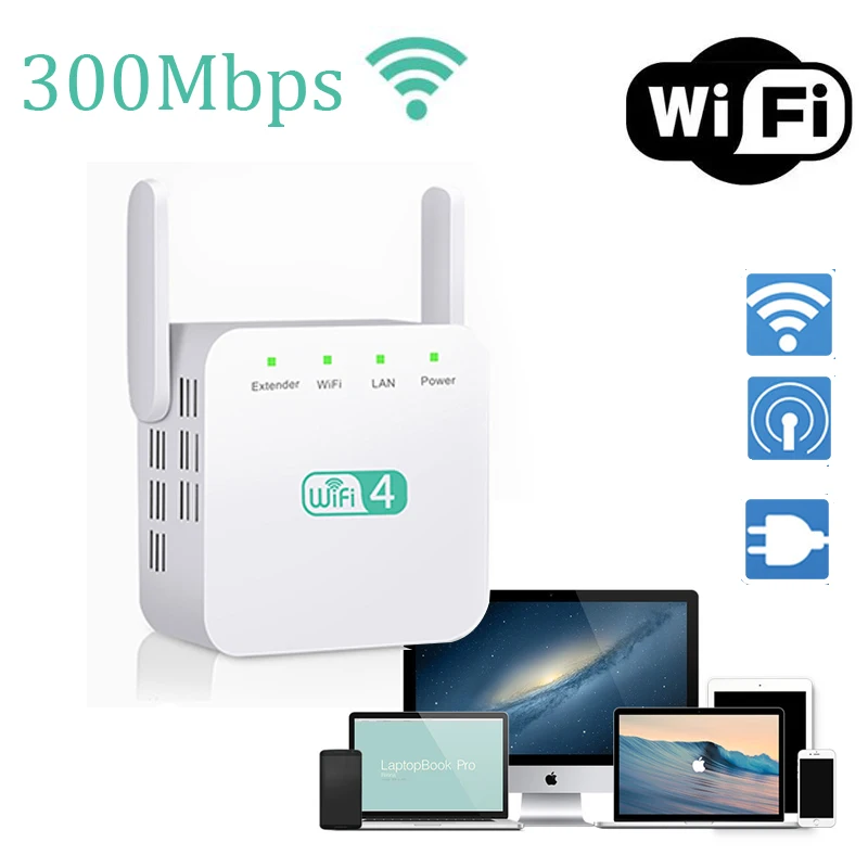 300Mbps WiFi Repeater 2.4Ghz Wi Fi Amplifier Signal Booster Wireless Range Extender 2.4G Internet | Электроника