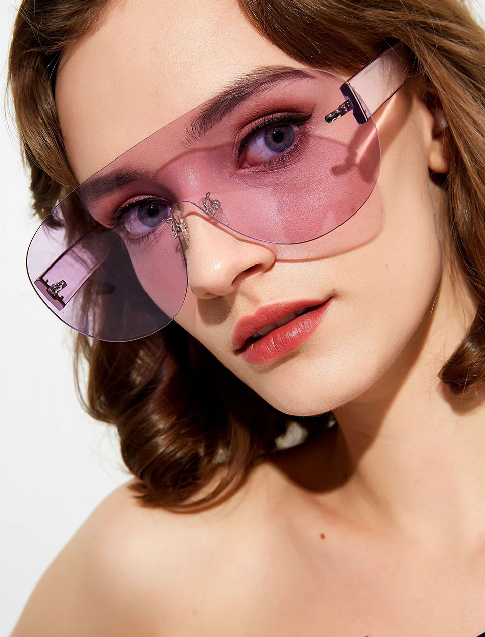 ELITERA Oversized Big Sunglasses For Women Men Fashion Rimless Eyewear