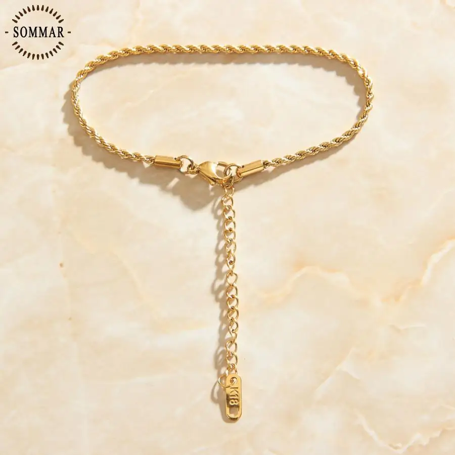SOMMAR stainless steel 16cm extender 5 cm adjust bracelet for men for female circular and rope