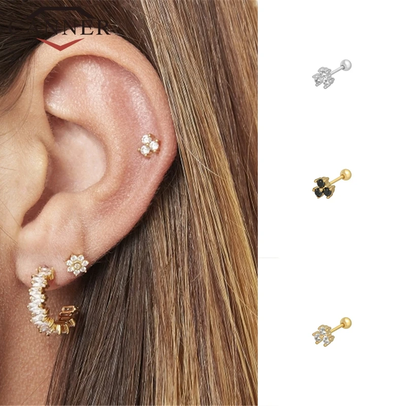 1PC Fashion Cz Ear Studs Cartilage Earring for Women 925 Sterling Silver Zircon Small Stud Earring Ear Piercing Jewelry Gifts