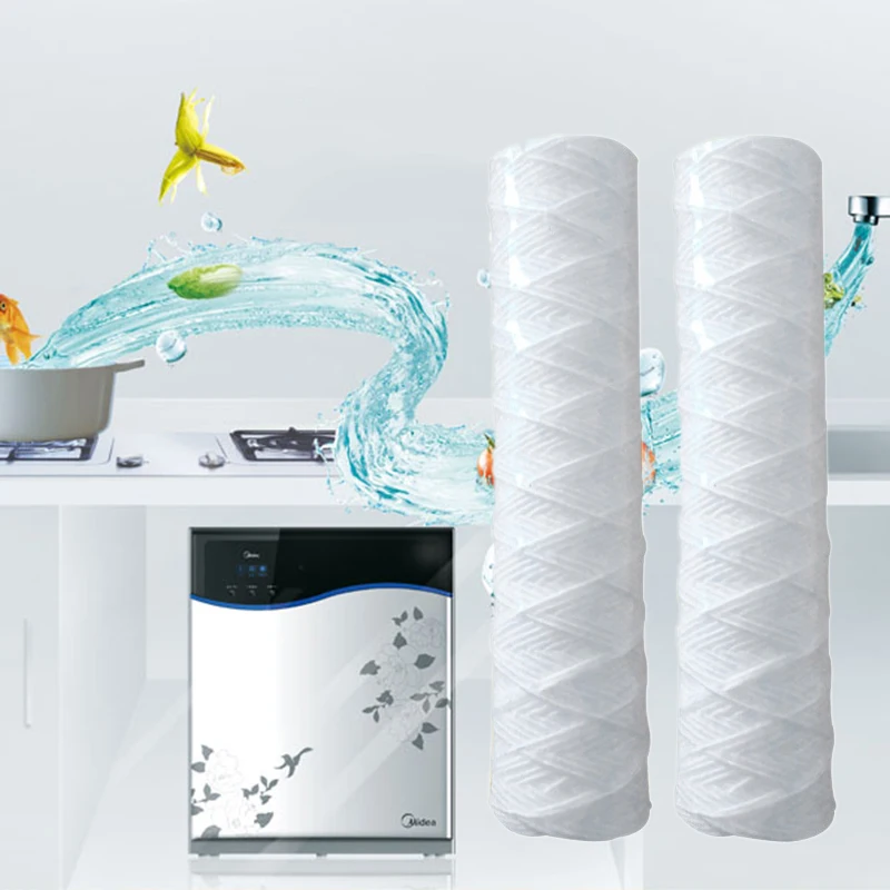 4Pcs/Set PP Wound String Spun Sediment Whole House Water Filter Replacement Cartridge 10 inch Remove Silt Sand Rust 5uM