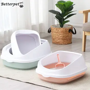 

Pet Cat Toilet Semi-Enclosed High Fencedetachable Cat Litter Box Cat Toilet Dog Tray Clean Scoop Home Plastic Sand Box Supplies