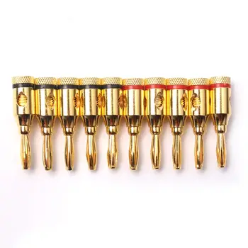 

10Pcs 4mm Copper Gold Plated Banana Plug Audio Speaker Amplifier Terminal Binding Post Banana Speaker Plug Jack