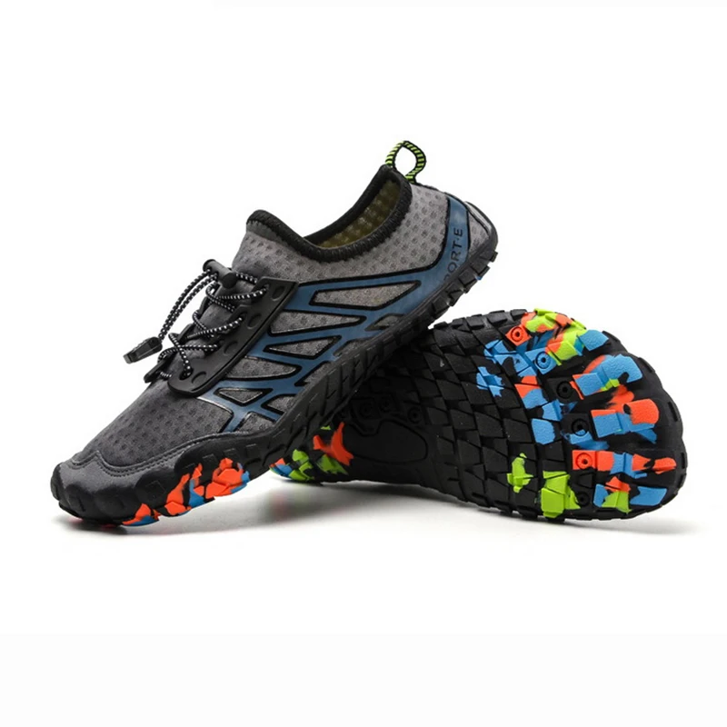 Loekeah/акваобувь; дышащая резиновая обувь; zapatillas hombre; водонепроницаемая обувь; пляжные кроссовки; нескользящие прочные треккинговые спортивные кроссовки - Цвет: 1916 Gray