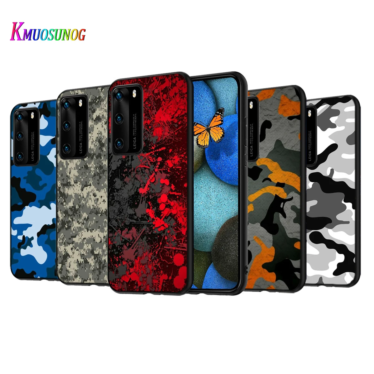 Камуфляжный узор силиконовый чехол для Huawei P50 P40 P30 P20 Pro P10 P9 F8 Lite E Plus 2016