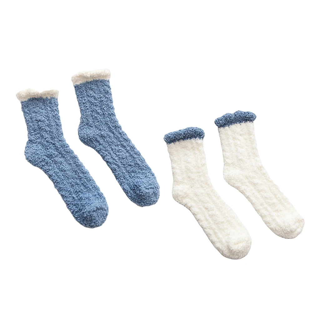 Set Of 2 Pairs Winter Soft Socks Slipper Socks Crew Socks Sleep Socks For Women Warm Socks