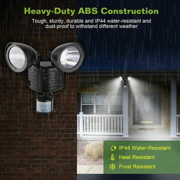 

LED Dual Head Lamp Light Rotatable Solar power ABS Safety Rechargeable