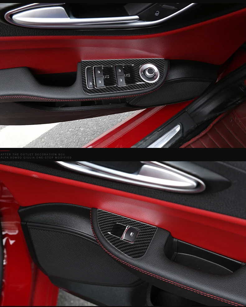 Автомобильный Стайлинг для Alfa Romeo Giulia 4 шт. ABS хром автомобильная Дверь Окно лифт переключатель Панель рамка крышка из углеродного волокна наклейка