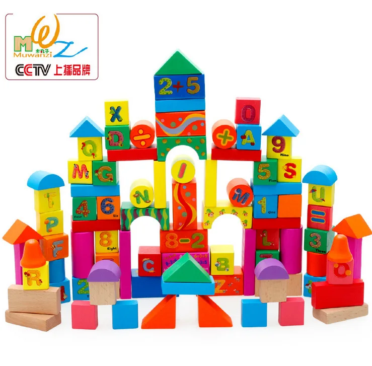 

Mwz enlighten Barrel Non-toxic Wood Large Pieces Building Blocks 100 Tablets with Numbers Lettered Building Blocks Wooden CHILDR