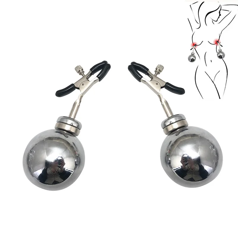 

Huge weight metal Nipple Clamps clips Magnet ball slave BDSM breast Bondage restraint Sex Toy For Women Couple play Game