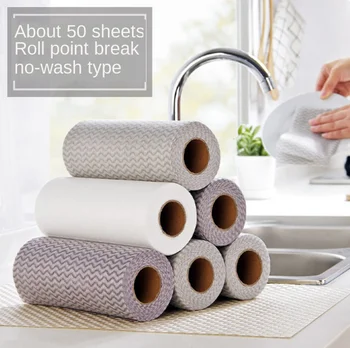 

Disposable Wash-free Rag Dishwashing Towel Kitchen Oil-free Absorbent Cleaning Towel Dishwashing Cloth Scouring Pad 50 Piece