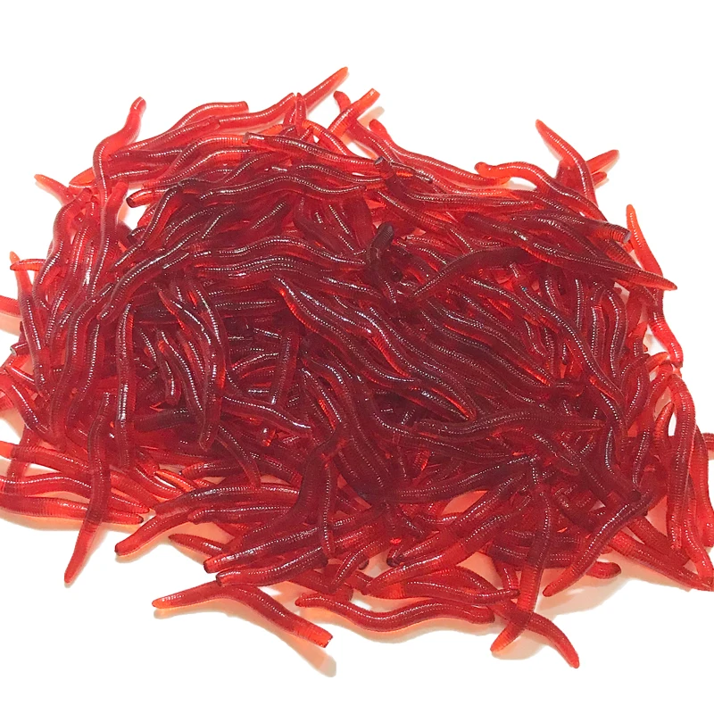 

100pcs lot Soft Red Worms Fishing Lure Simulation Earthworm Artificial For Fishing Tackle Lifelike Fishy Smell Bait Dropshipping
