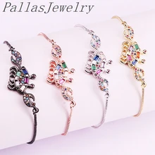 10 шт. модные радужные кристаллы CZ микро проложить Краб звено Браслеты Красочные циркония Леди Девушка Ювелирные изделия Подарки