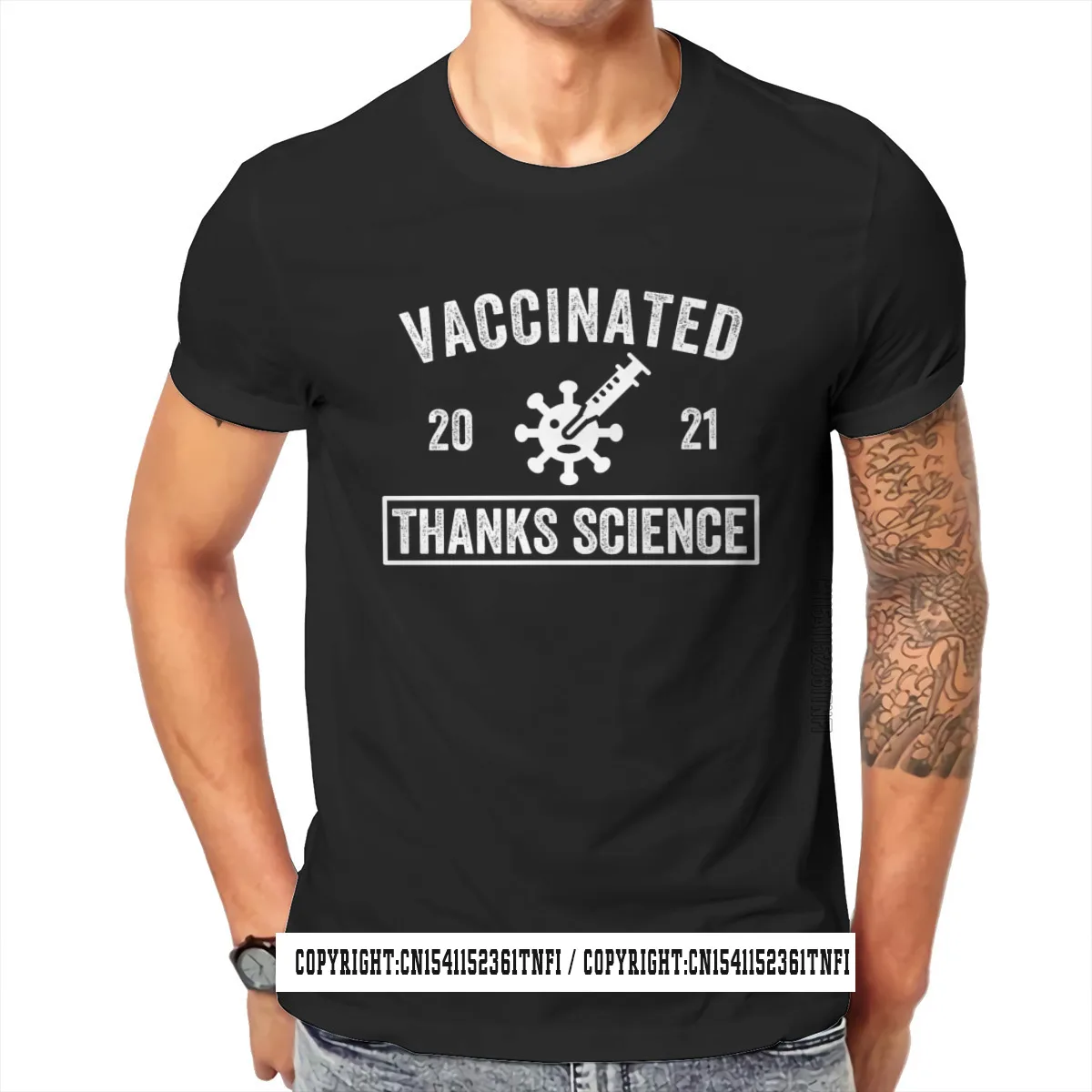 

2021 Survived And Vaccinated Thanks Science I Got Shot Tshirt Vintage Graphic Men's Clothes Tops Large 100% Cotton T Shirt