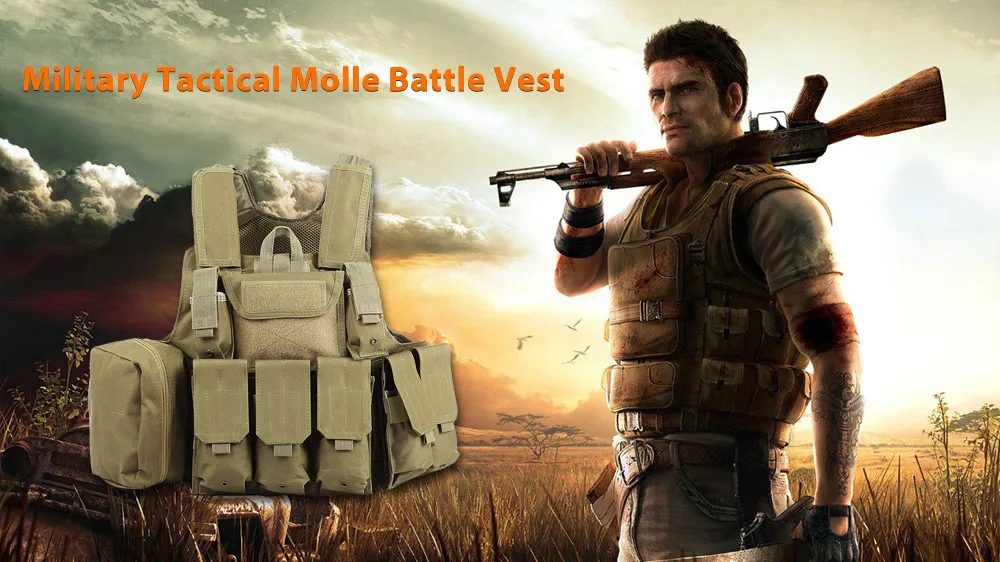 Camouflage Hunting Military Tactical Vest Amphibious Battle Combat Airsoft Molle Bullet Assault Plate Carrier Vest Safety Vest