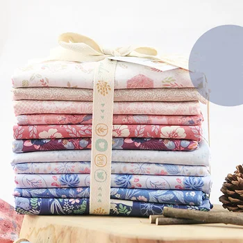 

45x110cm Embroidery Cotton Linen Fabric Flower Printed Clothing Cloth Materials DIY Patchwork Needlework Handmade Craft