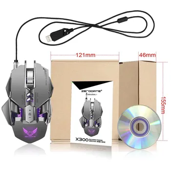 

ZERODATE X300GY USB Wired 4000dpi 7Buttons Optical Gaming Mouse LED Backlight For PC 12-level Dpi For Windows For Mac #20