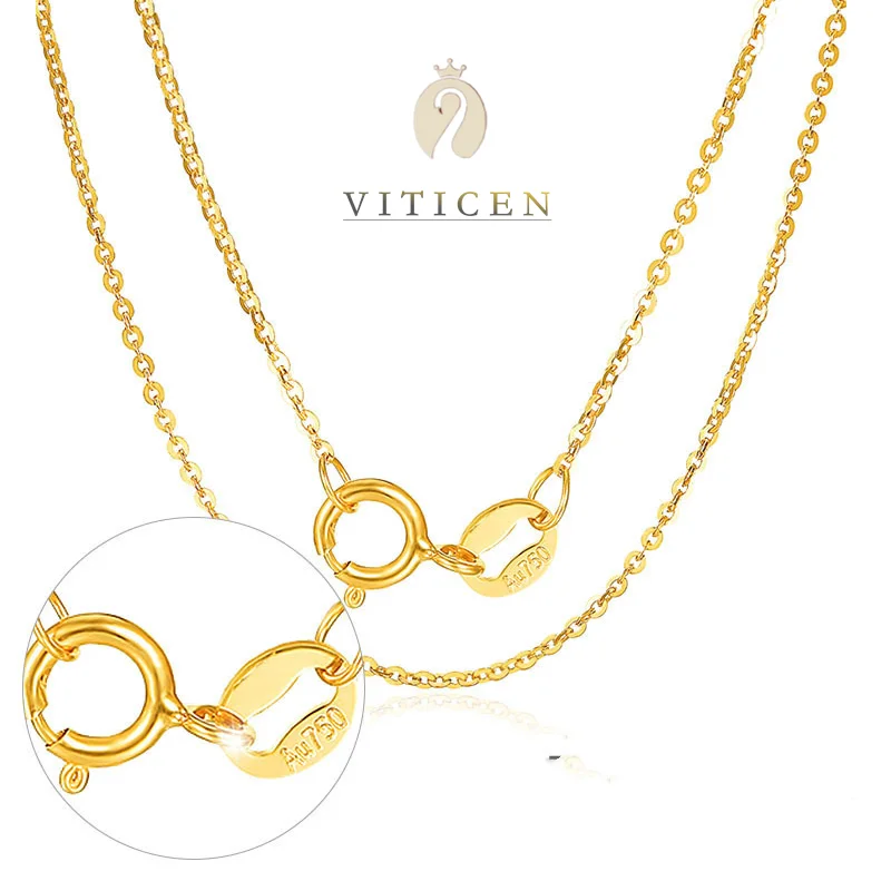 

VITICEN Authentic 18K Gold Necklace Women's Gold White Gold Rose Gold Au750 O Word Chain Hundred Match Pendant Clavicle Chain