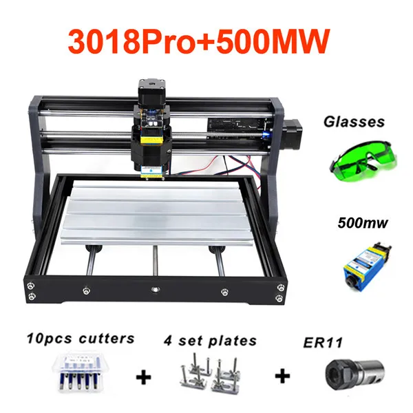 CNC 3018 PRO лазерный гравированное дерево фрезерный станок с ЧПУ GRBL ER11 Хобби DIY гравировальный станок для дерева PCB ПВХ Мини CNC3018 гравер - Цвет: Серый