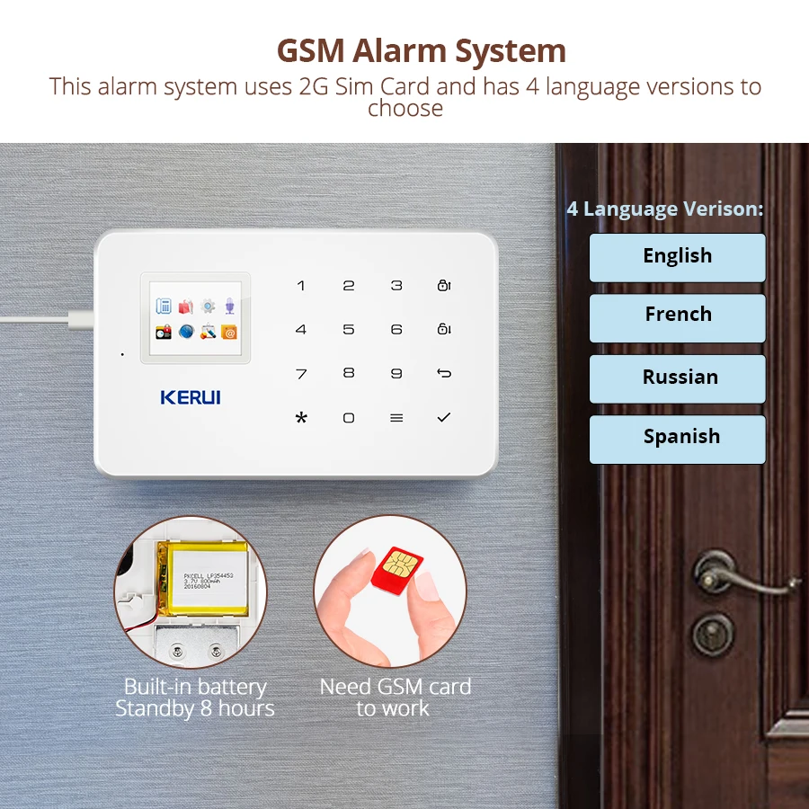 Ceny KERUI Wireless Home WIFI zabezpieczenie gsm Alarm zestaw do organizacji kontrola aplikacji z automatycznym pokrętłem wykrywacz ruchu system antywłamaniowy