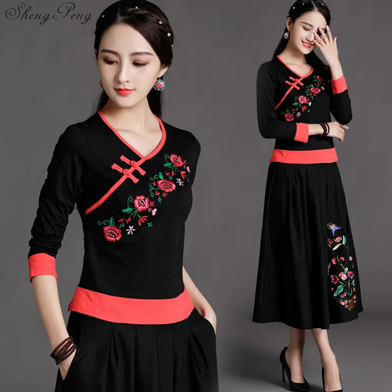 Традиционная китайская одежда для женщин cheongsam Топ воротник стойка Женские топы и блузки Восточная китайская одежда V1746