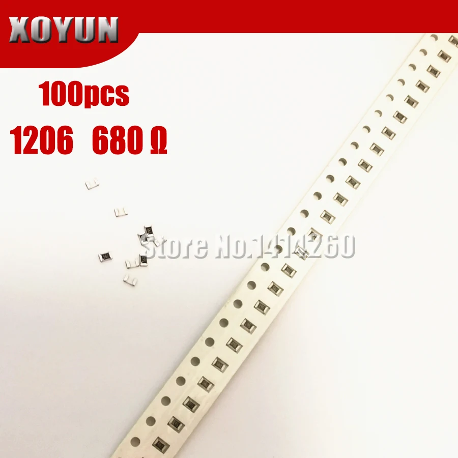 100 шт. 1206 SMD резистор 1% 680 Ом Чип Резистор 0 25 Вт 1/4 680R 681 | Электронные компоненты и