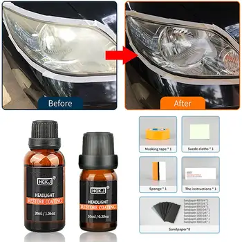 

Car Headlight Repair Retreading Restoration Kit 10ml/30ml Anti Oxidized Light Cleaner For Taillights Fog Lights Direction Light