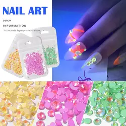 Светящиеся накладные ногти флуоресцентные блестящие украшения для ногтей со стразами женские аксессуары для маникюра V9-Drop