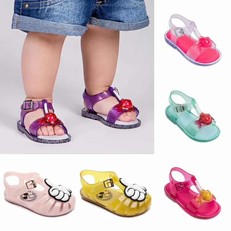 Обувь для маленьких девочек; детские сандалии для мальчиков; Летняя Пляжная повседневная обувь на плоской подошве; милые детские сандалии на плоской подошве с леденцами из пвх; От 1 до 8 лет