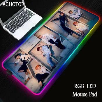 

handsome boy Durable Rubber PC Laptop Anti-slip Mouse Pad RGB Colorful LED Lighting Game Player Lock Edge Desk Pad XXL