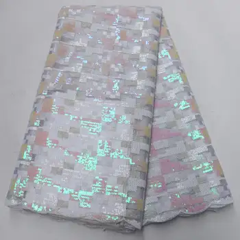 

African Lace Fabric High Quality French Organza Lace Fabric 2019 New Arrival Sequins Lace Fabrics For Wedding Dress XAS-001