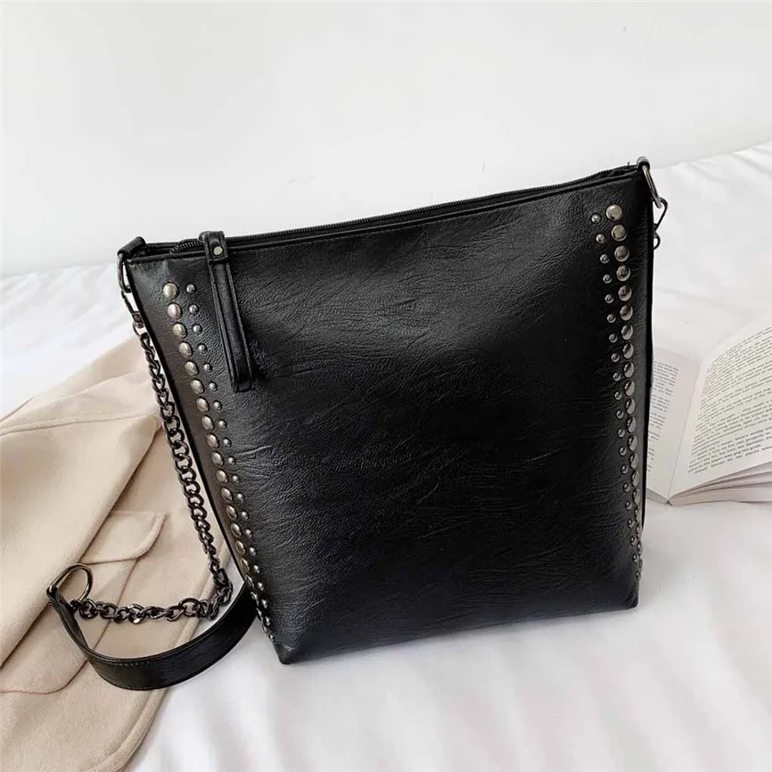 Сумки через плечо для женщин простая сумка на с заклепками мессенджер модная