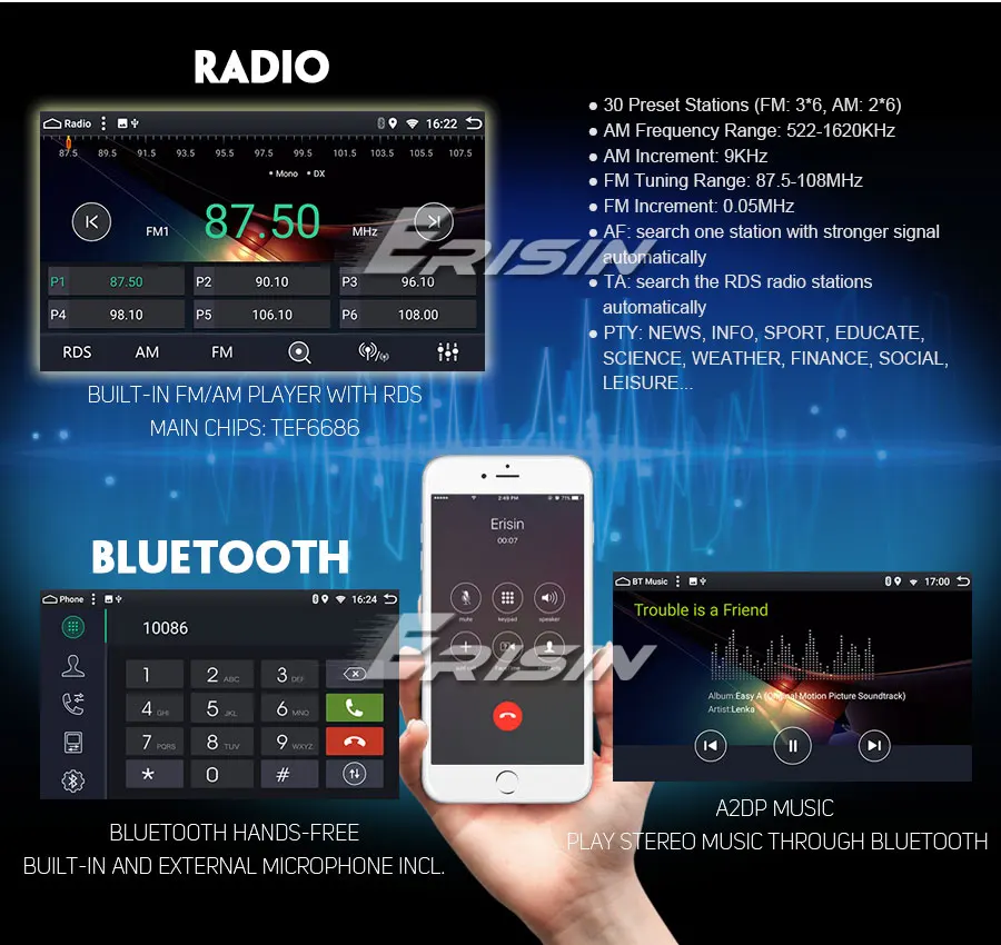 Perfect Erisin ES6292B 9" PX6 Android 9.0 DAB+ Autoradio GPS Navi HDMI for Mercedes Benz A/B Classe Sprinter Viano 13