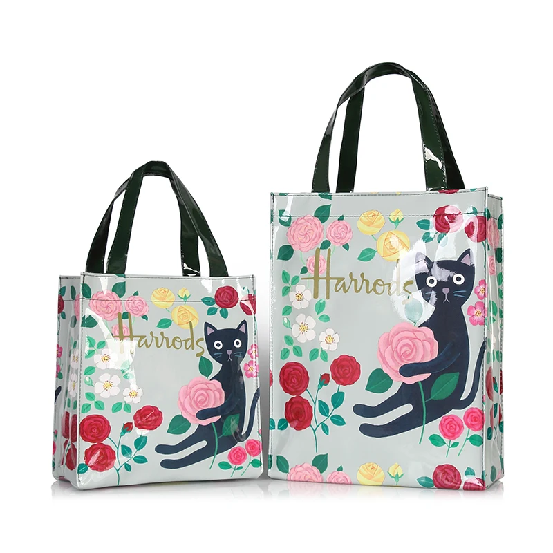 Estilo londres pvc reutilizável saco de compras das mulheres eco friendly flor shopper saco à prova dwaterproof água bolsa almoço tote bolsa de ombro|Bolsas de mão| - AliExpress